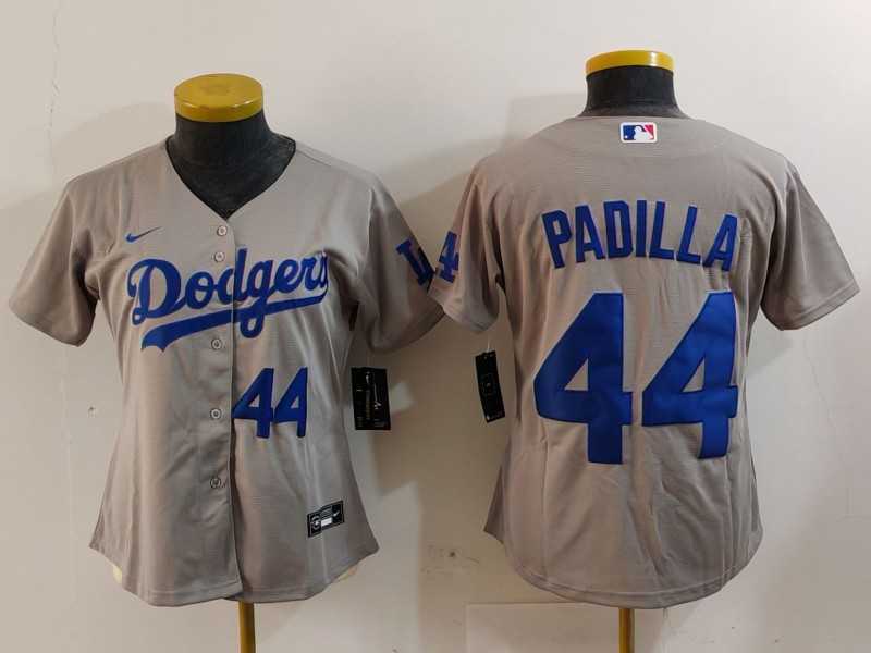 Women%27s Los Angeles Dodgers #44 Vicente Padilla Number Grey Cool Base Stitched Jerseys